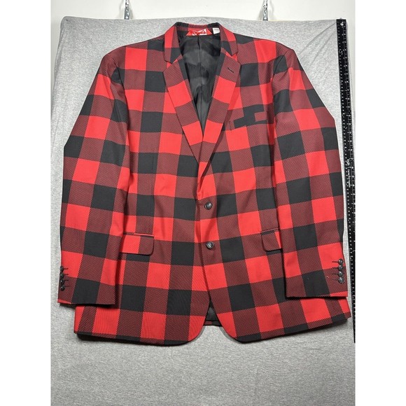 Shinesty The Red &‎ Black Men's Suit Christmas Blazer Pants Size 52 Jacket 44x29 - Picture 2 of 16